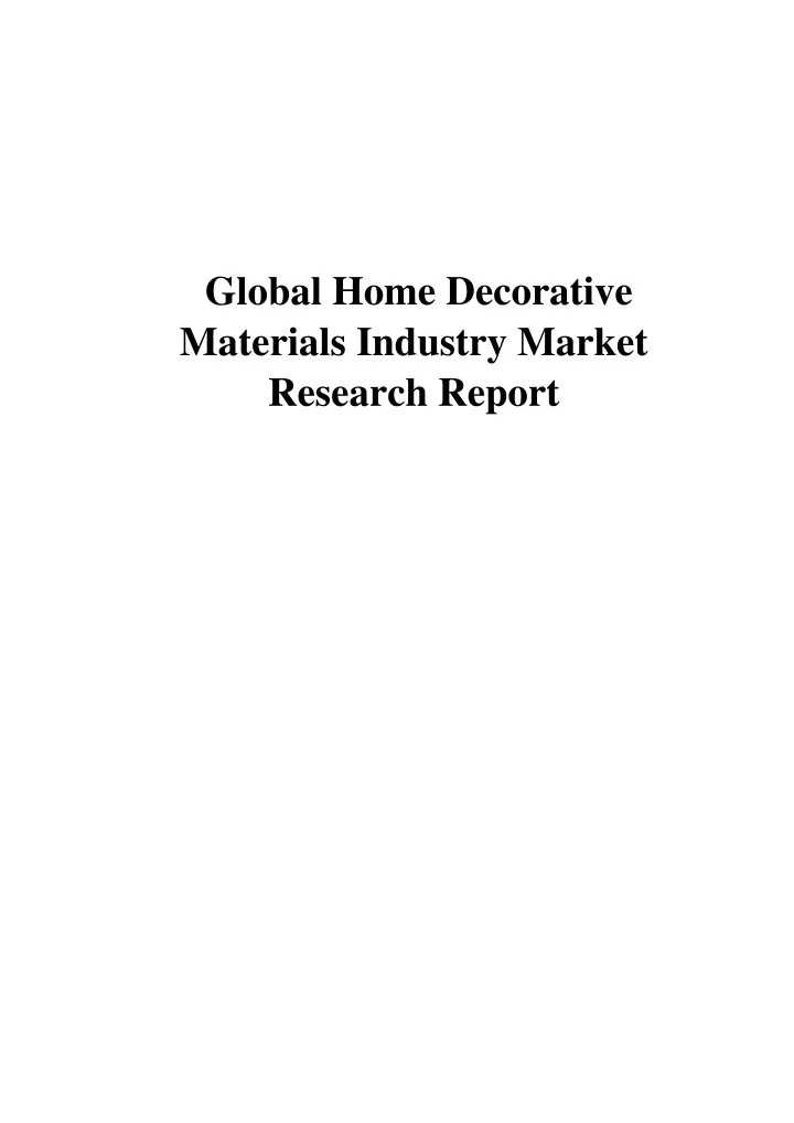global home decorative materials industry market