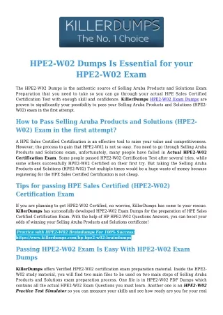 Get Latest HP HPE2-W02 Questions PDF by JustCerts