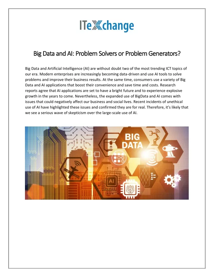 big data and ai problem solvers or problem