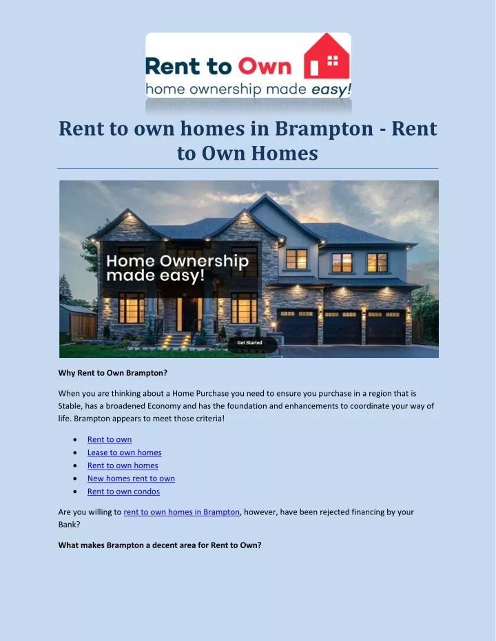 rent to own homes in brampton rent to own homes