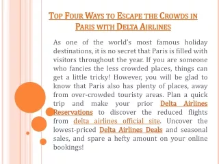 Top Four Ways to Escape the Crowds in Paris with Delta Airlines