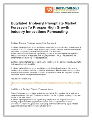 Butylated Triphenyl Phosphate Market Foreseen To Prosper High Growth Industry Innovations Forecasting
