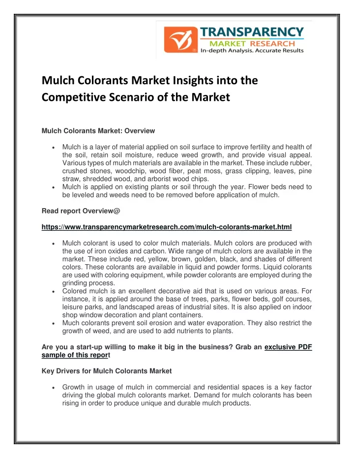 mulch colorants market insights into