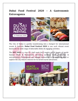 Dubai Food Festival 2020 – A Gastronomic Extravaganza