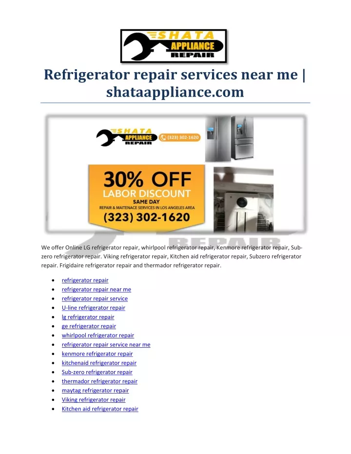 refrigerator repair services near