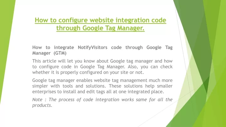 how to configure website integration code through google tag manager
