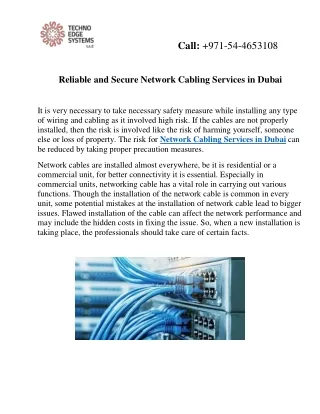 Reliable and Secure Network Cabling Services in Dubai