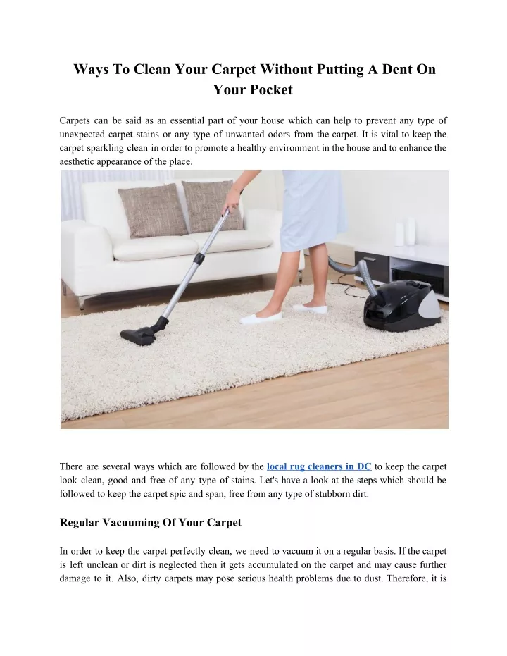 ways to clean your carpet without putting a dent