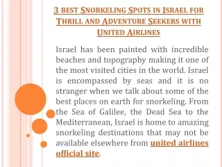 3 best Snorkelling Spots in Israel for Thrill and Adventure Seekers with United Airlines