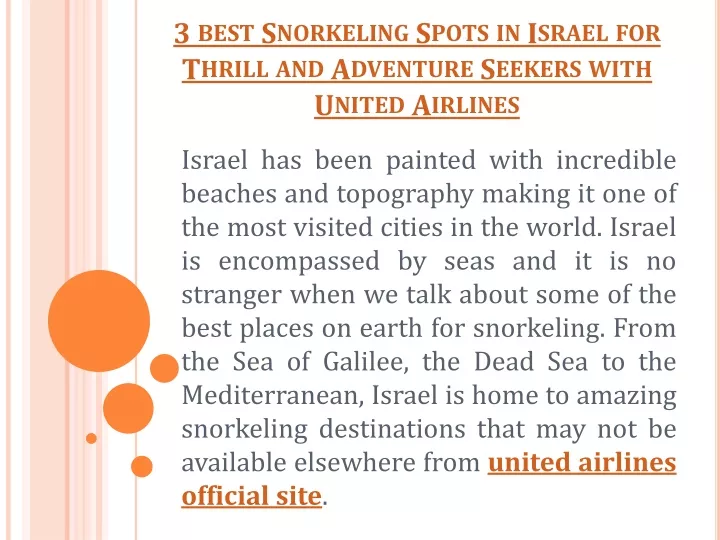 3 best snorkeling spots in israel for thrill and adventure seekers with united airlines