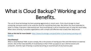 What is Cloud Backup? Working and Benefits.