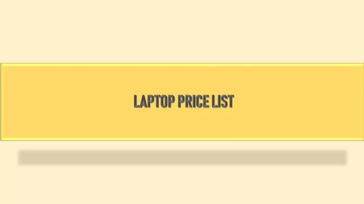 laptop price list