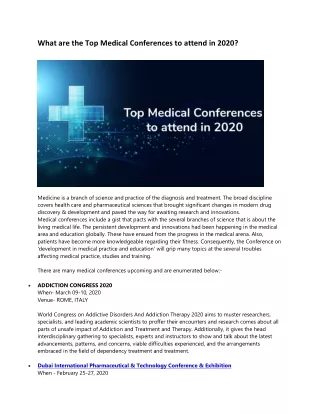 What are the Top Medical Conferences to attend in 2020?