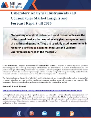 Laboratory Analytical Instruments and Consumables Market Insights and Forecast Report till 2025