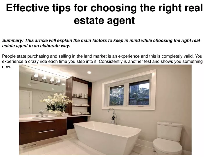 effective tips for choosing the right real estate