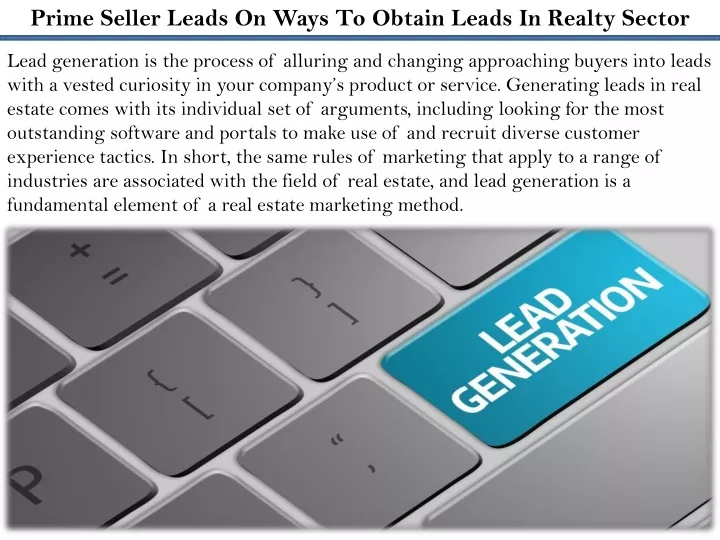 prime seller leads on ways to obtain leads