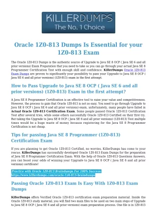Get Latest Oracle 1Z0-813 Questions PDF by JustCerts