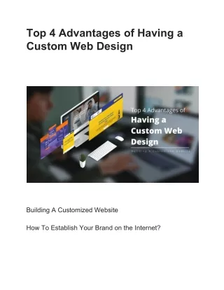 Top 4 Advantages of Having a Custom Web Design