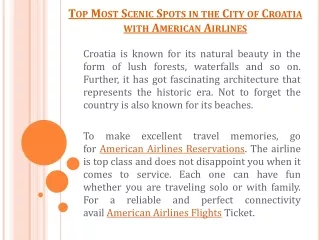 Top Most Scenic Spots in the City of Croatia with American Airlines
