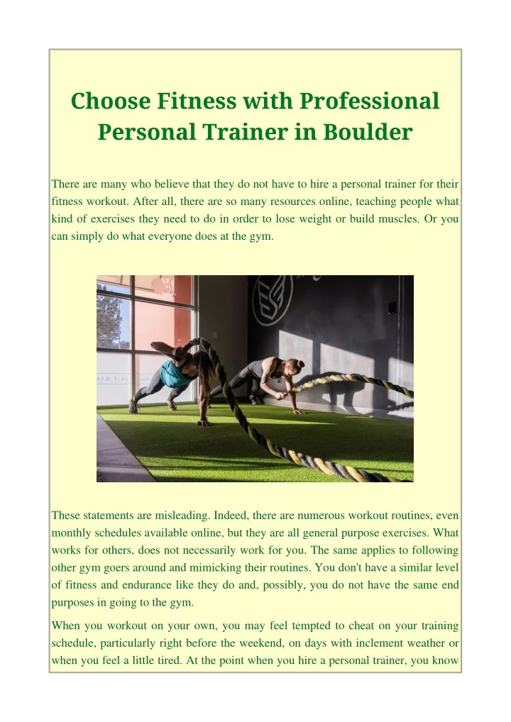 choose fitness with professional personal trainer