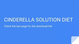 Cinderella Solution Diet System PDF Download