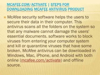 mcafee.com/activate | Steps for Downloading McAfee antivirus product
