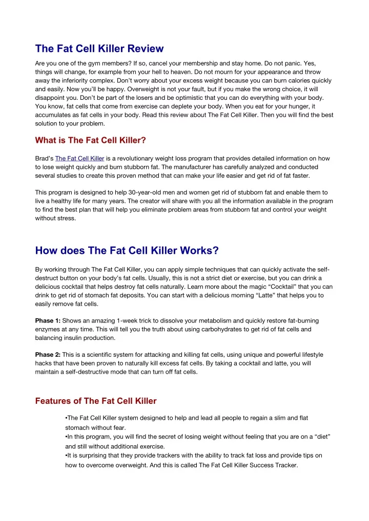 the fat cell killer review