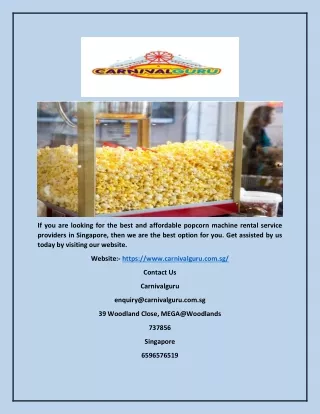 Popcorn Rental Singapore - Carnivalguru.com.sg