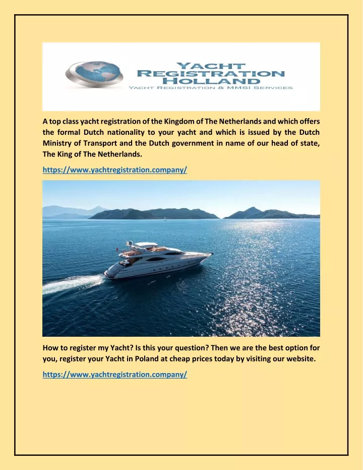 a top class yacht registration of the kingdom