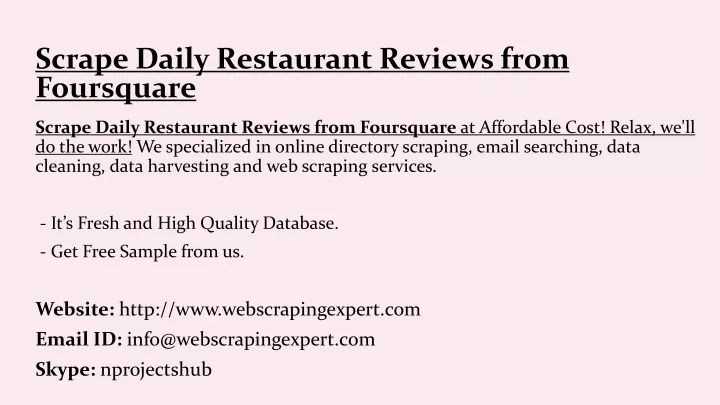 scrape daily restaurant reviews from foursquare