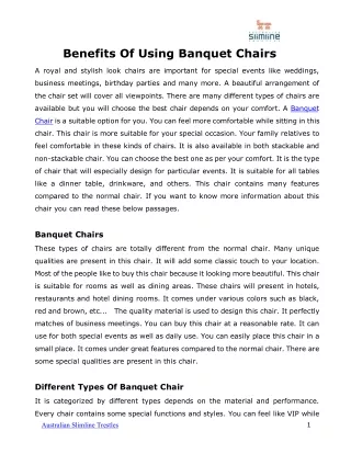 Benefits Of Using Banquet Chairs