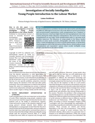 Investigation of Socially Intelligeble Young People Introduction to the Labour Market