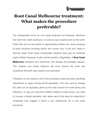 Root Canal Melbourne treatment: What makes the procedure preferable?