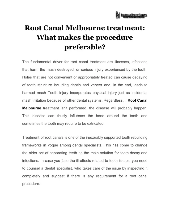 root canal melbourne treatment what makes