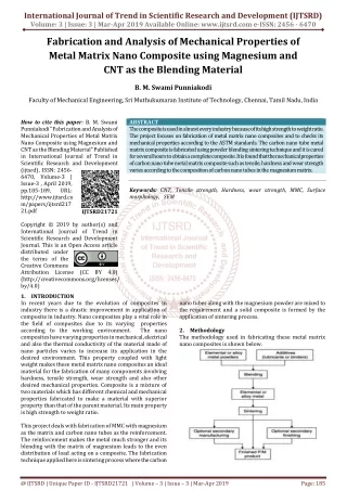 Fabrication and Analysis of Mechanical Properties of Metal Matrix Nano Composite using Magnesium and CNT as the Blending