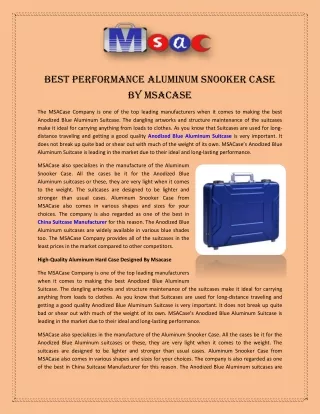 Best Performance Aluminum Snooker Case by Msacase