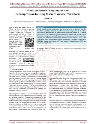 Study on Speech Compression and Decompression by using Discrete Wavelet Transform