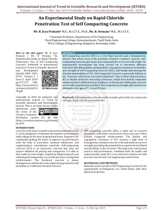 An Experimental Study on Rapid Chloride Penetration Test of Self Compacting Concrete