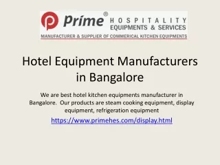 hotel equipment manufacturers in bangalore
