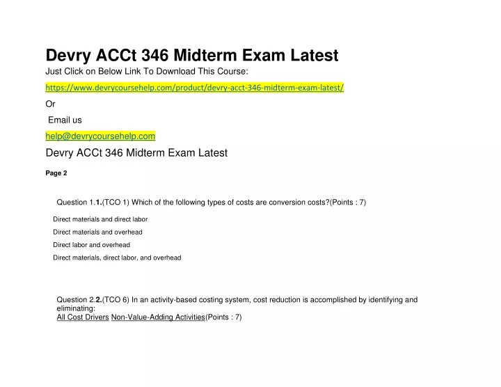 devry acct 346 midterm exam latest just click