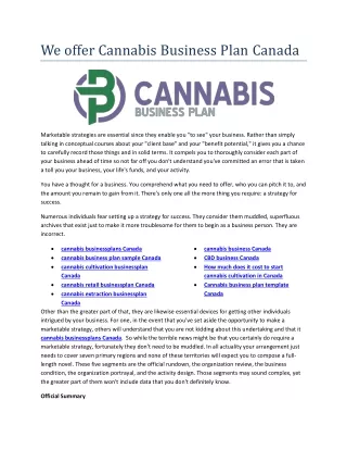 cannabis business plan sample Canada