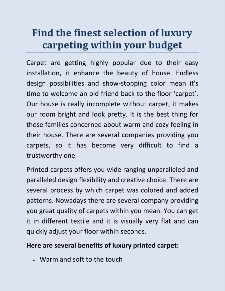 find the finest selection of luxury carpeting