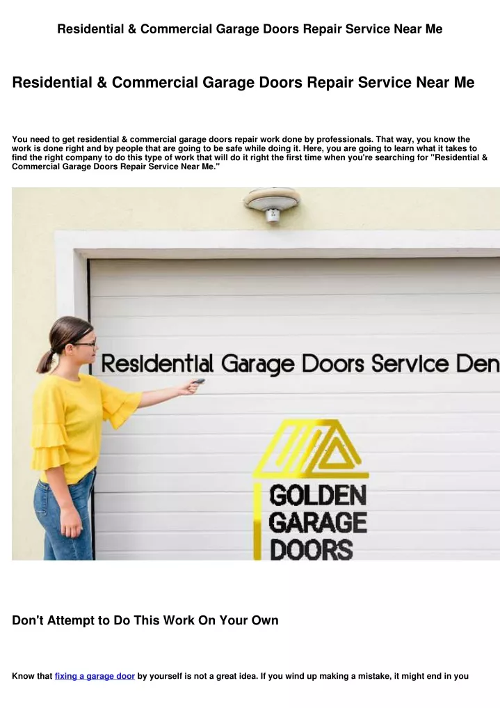 residential commercial garage doors repair
