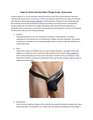 Steps to choose the best Mens Thongs brand – Know more