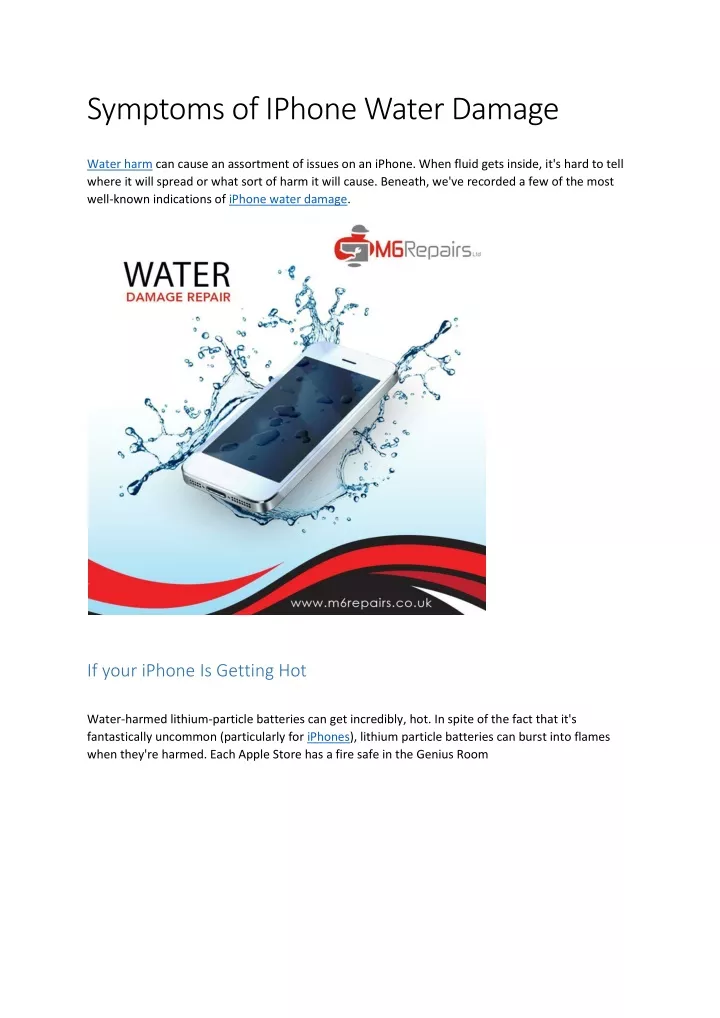 symptoms of iphone water damage