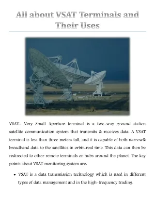 All about VSAT Terminals and Their Uses