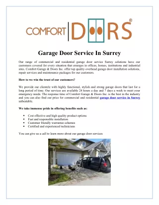 Garage Door Service in Surrey