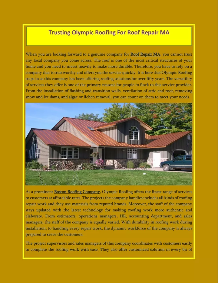trusting olympic roofing for roof repair ma