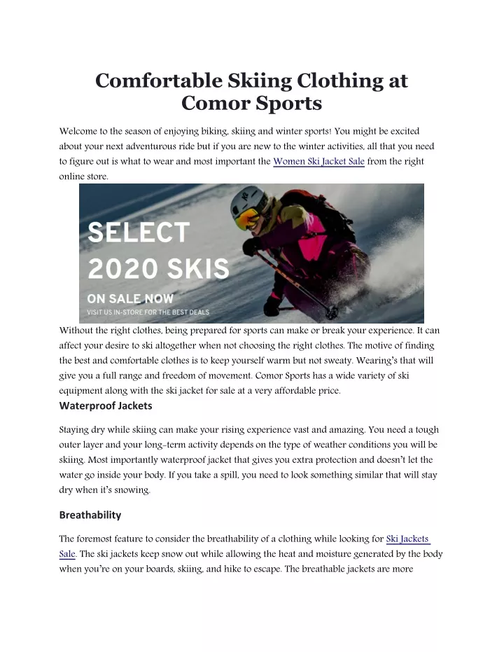 comfortable skiing clothing at comor sports