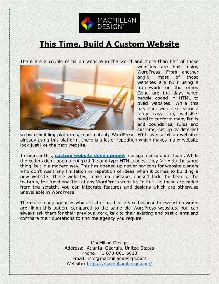 this time build a custom website